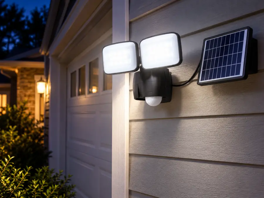 MAXSA 600-Lumen Dual-Head Solar Security Floodlight