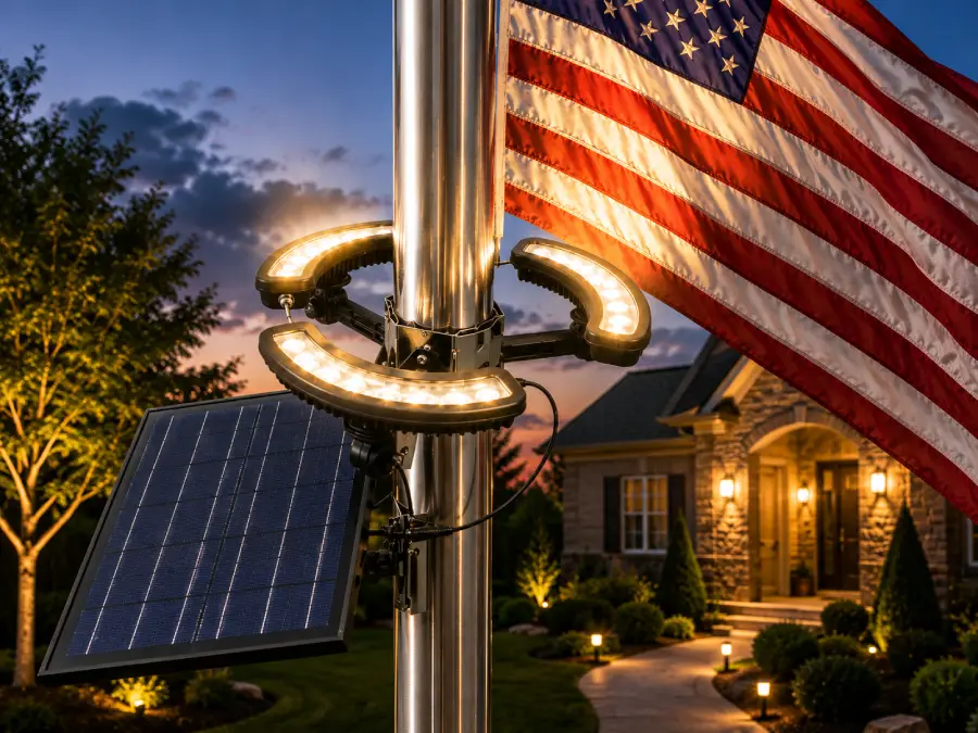 Polepal Tri-Extreme three-head solar flagpole light system
